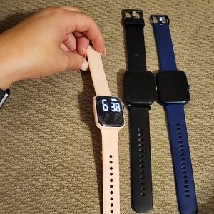 Smartwatch Set - Pink, Black, and Blue